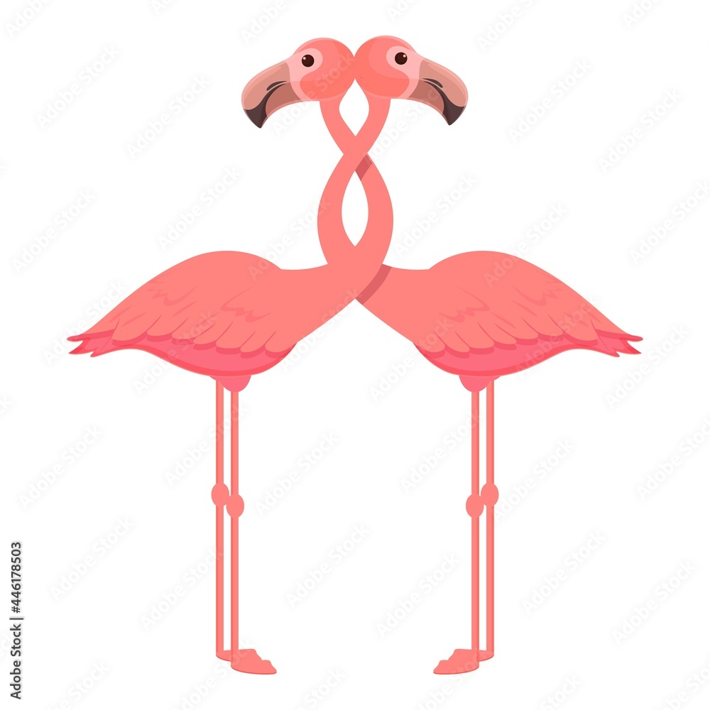 Fototapeta premium Flamingo couple icon cartoon vector. Tropical bird. Cute summer flamingo