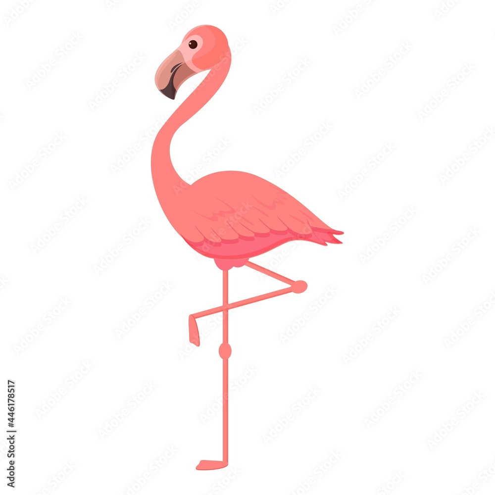 Fototapeta premium Nature flamingo icon cartoon vector. Pink bird. Cute summer flamingo