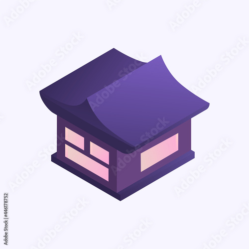 Isometric japanese architecture. Japanese building