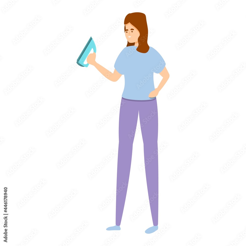 Woman ironing icon cartoon vector. Mom housework. Busy household Woman ironing icon cartoon vector. Mom housework. Busy household