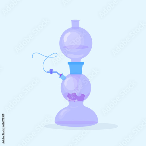 Chemistry experiment with Kipp apparatus in lab. Chemistry lesson for children. Glass kipp aparatus. 