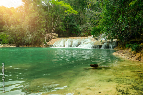 Landscape with amazing waterfall Agua Azul, Chiapas, Palenque, Mexico photo