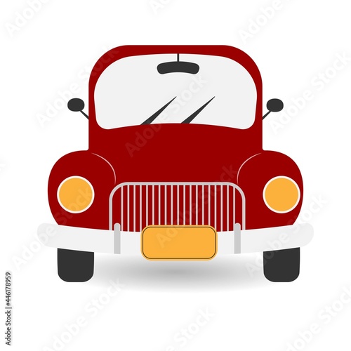 Red retro car. Red pickup.