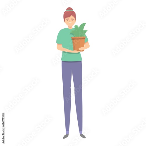 Care flower pot icon cartoon vector. Woman housewife. Mother housework