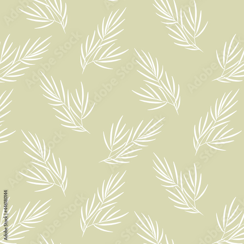 Seamless pattern of a palm branch with leaves. Silhouette. Design for fabric  printing  wallpaper  packaging  posters  medicine  beauty  postcards.