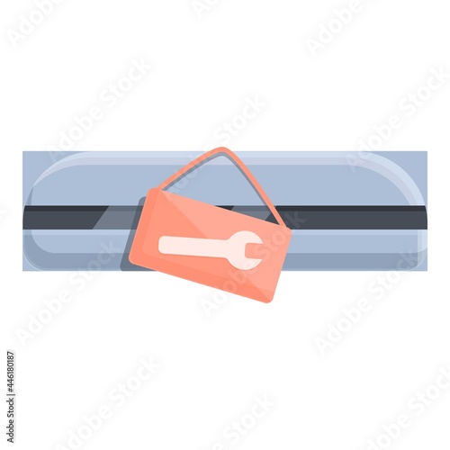Install air conditioner icon cartoon vector. Repair maintenance. System condition