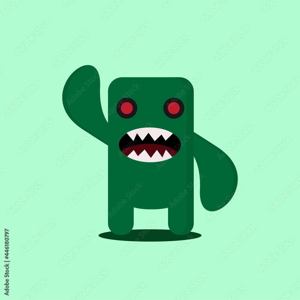 Fototapeta premium green monster cartoon character for kid's t-shirt