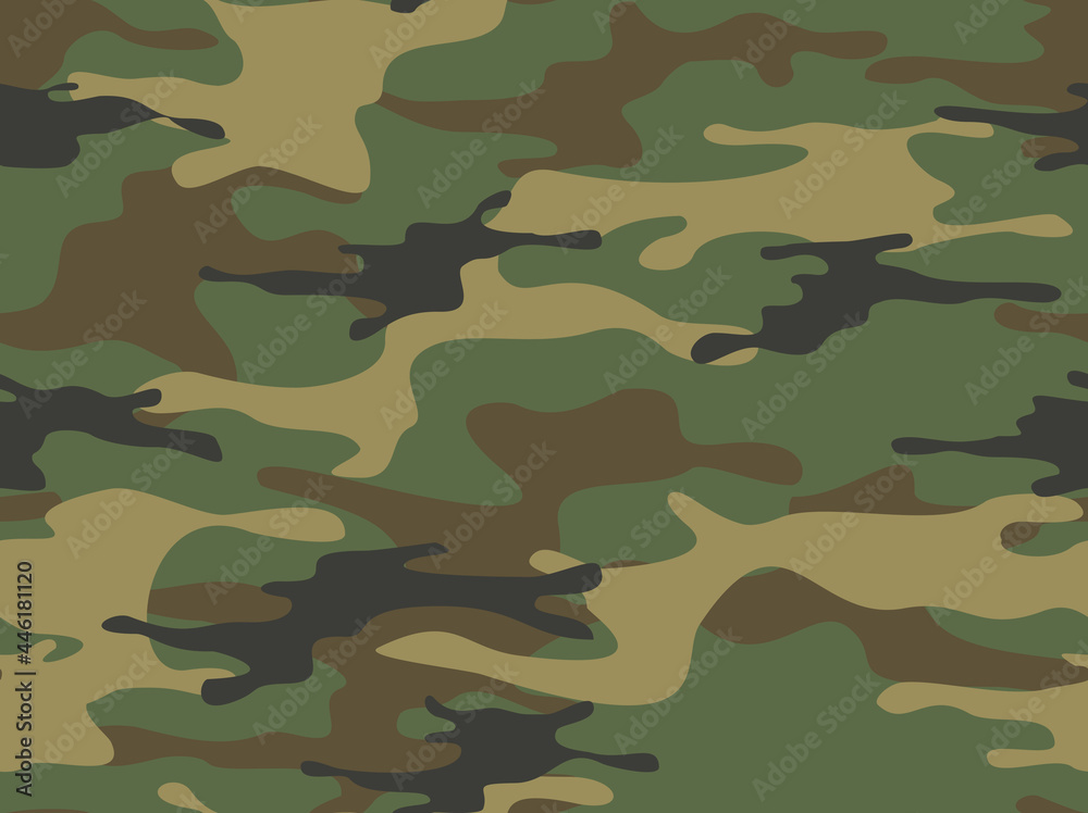 Camouflage seamless pattern. Military camo. Abstract background from spots. Print on fabric and clothing. Vector illustration