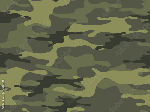 Camouflage seamless pattern. Military camo. Abstract background from spots. Print on fabric and clothing. Vector illustration