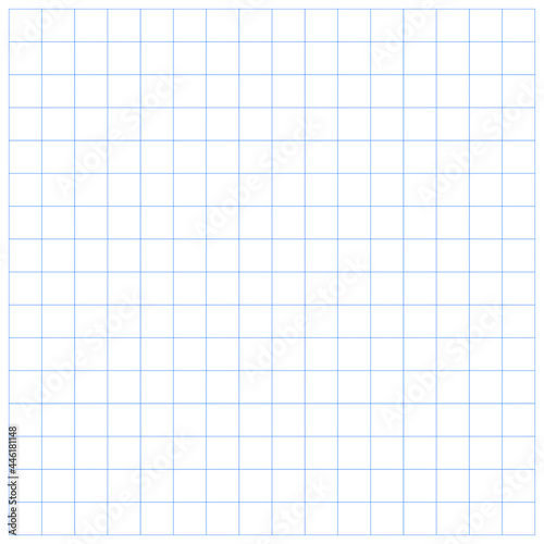 Blue square grid pattern straight line closeup template. Mathematic grid paper background. Blue lined memo note blank. Diary, goals, memo, planning, space.