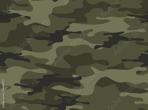 Camouflage seamless pattern. Military camo. Abstract background from spots. Print on fabric and clothing. Vector illustration