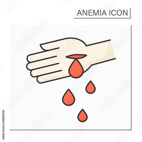 Anemia color icon. Disease symptoms. Blood loss. Bleeding, hemorrhage. Health protection concept. Isolated vector illustration