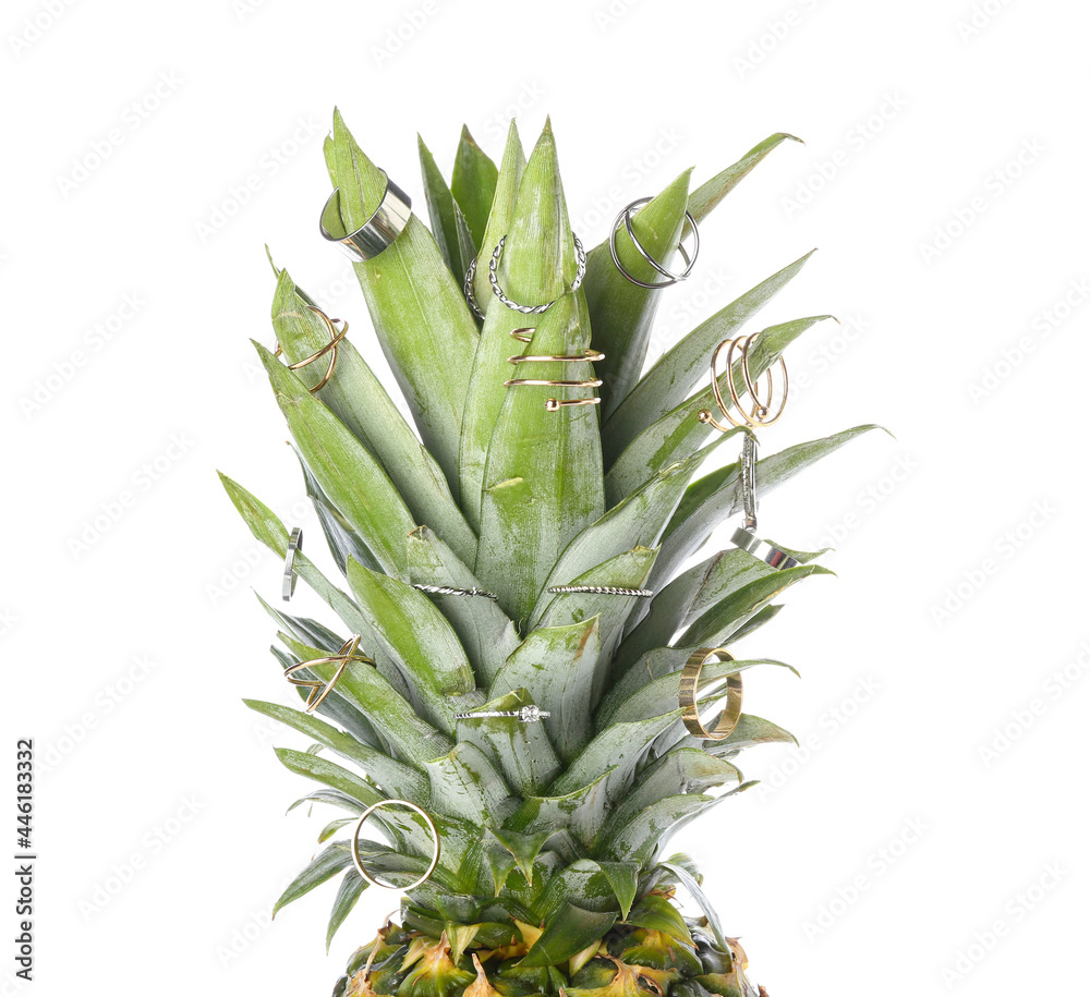 Fresh pineapple with different rings on white background Fresh pineapple with different rings on white background