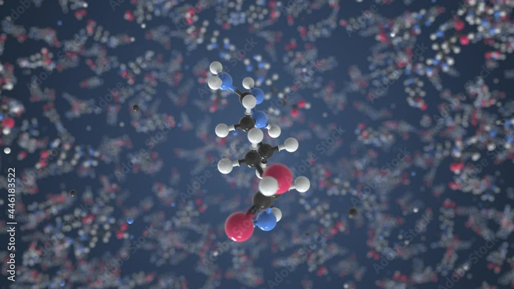 Arginine molecule. Conceptual molecular model. Chemical looping 3d animation Arginine molecule. Conceptual molecular model. Chemical looping 3d animation