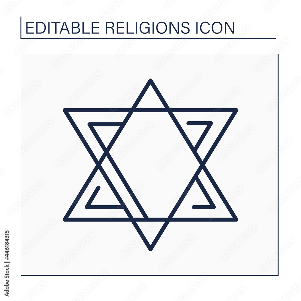 Vetor de Judaism line icon.Abrahamic, ethnic religion.Religious