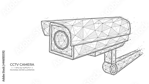 CCTV low poly art. Vector polygonal illustration of cctv camera, security camera, video surveillance system.