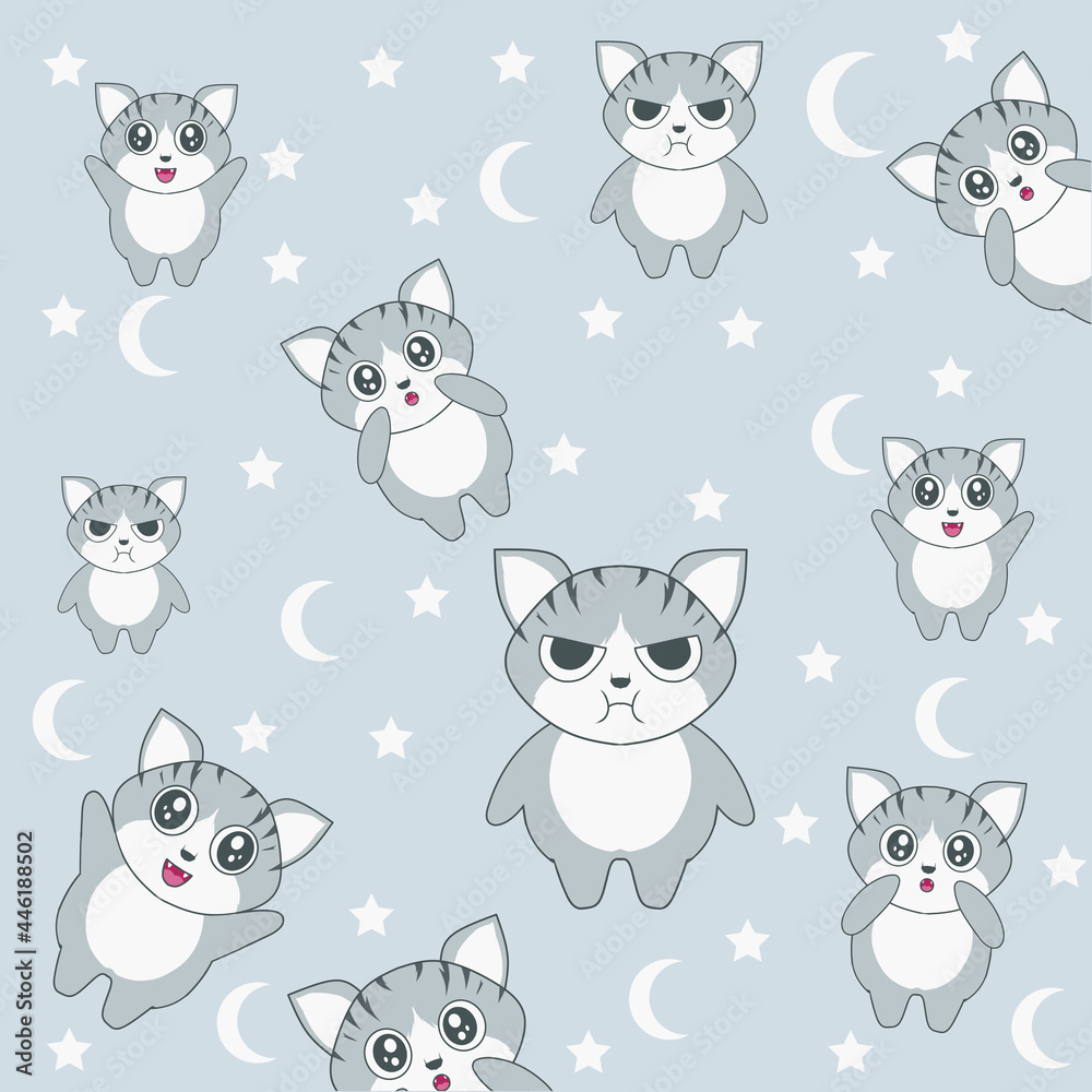 illustration cute cat character pattern