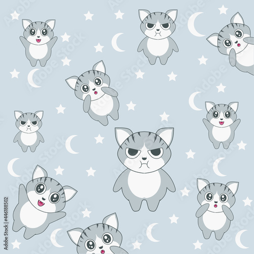 illustration cute cat character pattern