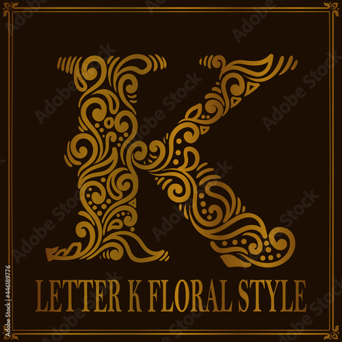 Vintage Letter K floral pattern style
