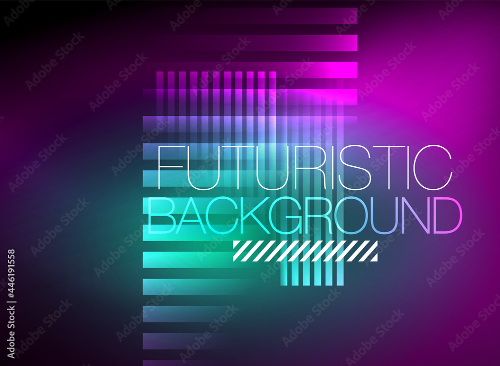 Obraz premium Bright neon color techno abstract background, shiny glowing neon lines in the dark background