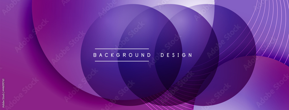 Gradient circles with shadows. Vector techno abstract background. Modern overlapping forms wallpaper background, design template