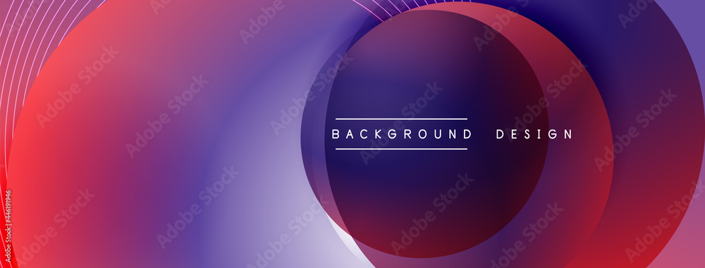 Gradient circles with shadows. Vector techno abstract background. Modern overlapping forms wallpaper background, design template
