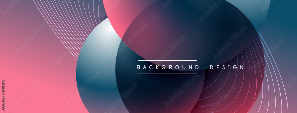 Gradient circles with shadows. Vector techno abstract background. Modern overlapping forms wallpaper background, design template Gradient circles with shadows. Vector techno abstract background. Modern overlapping forms wallpaper background, design template
