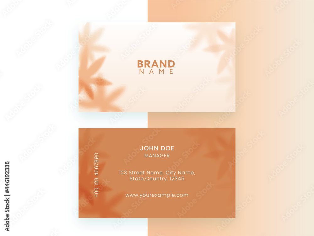 Horizontal Business Card Template Layout In Front And Back View.