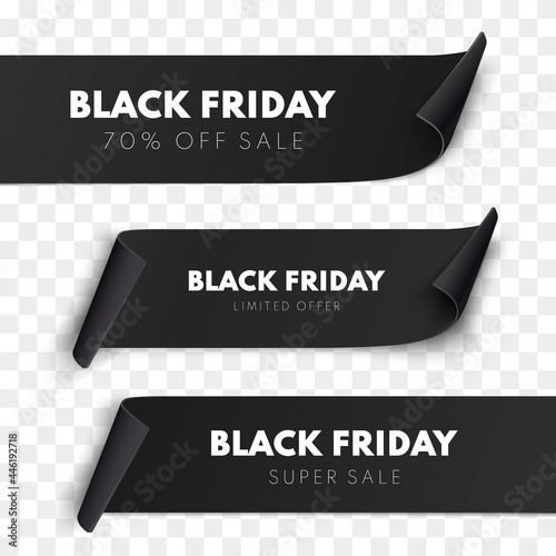 Black Friday sale ribbon banners collection isolated. Vector price tags.