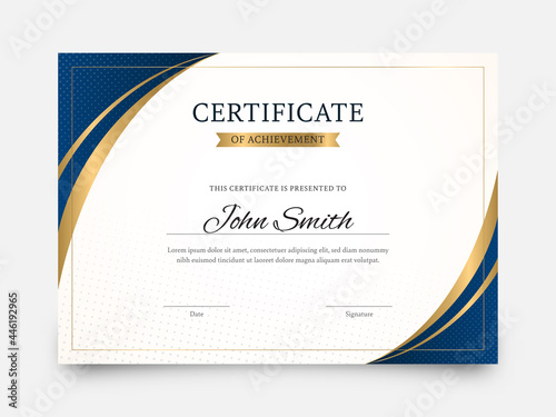 Horizontal Certificate Of Achievement Template Design.