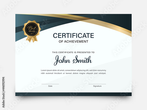Certificate Of Achievement Award Template Design.