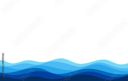 Blue natural water ocean wave fluid layer vector background.