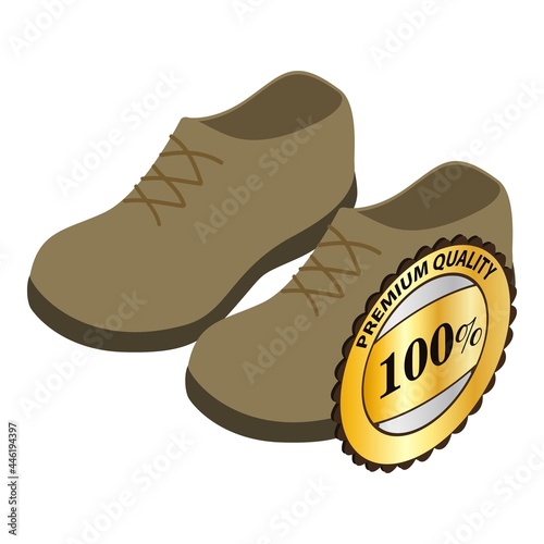 Desert boots icon isometric vector. Beige suede men shoes with lacing. Premium quality sign, one hundred percent