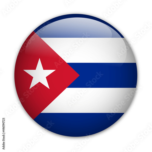 Cuban flag in form circle. Vector illustration