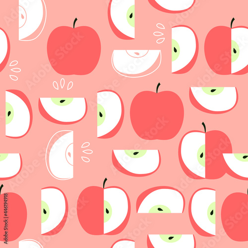 red apple on pink background, seamless pattern, eps 8