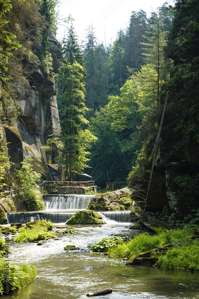 czech switzerland nature with waterfall