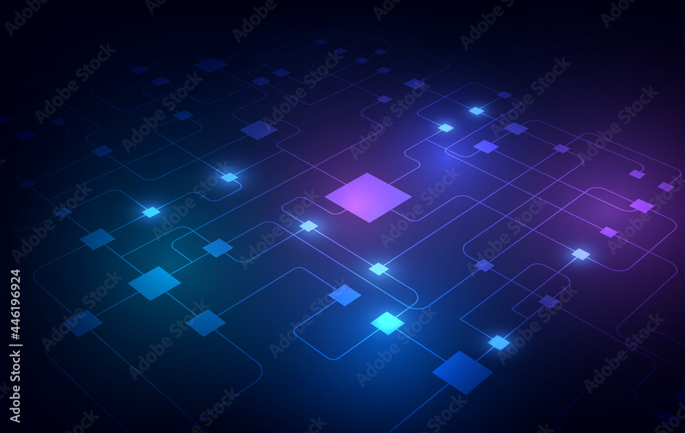 abstract circuit networking blockchain concept background