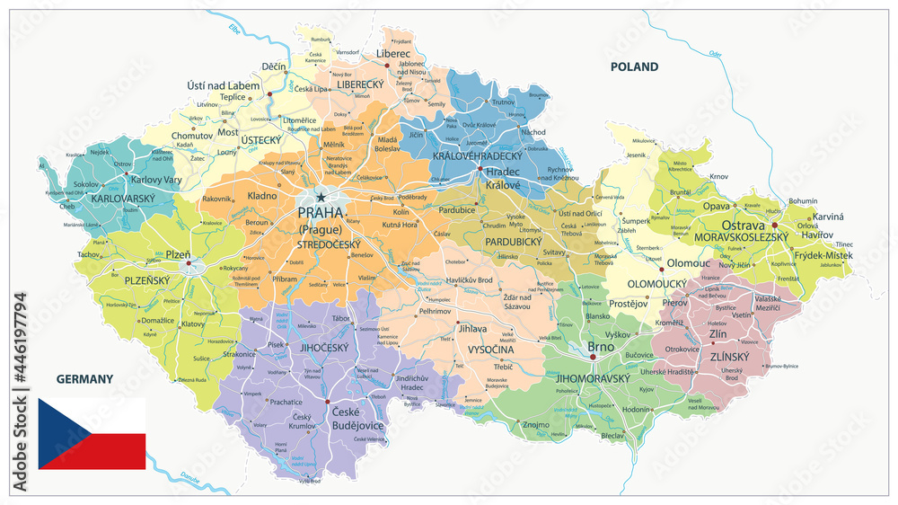 Czech Republic Administrative Map and Roads