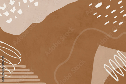 Brown background vector with abstract memphis illustrations in earth tone