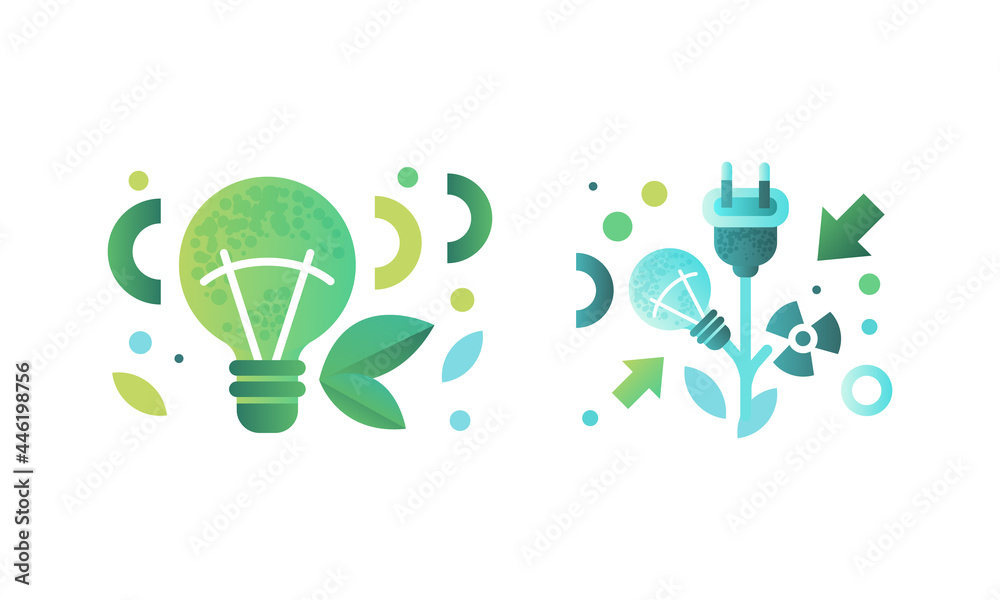 Eco Related Symbols Set, Light Bulbs, Green Energy and Environment Protection Concept Flat Vector Illustration Eco Related Symbols Set, Light Bulbs, Green Energy and Environment Protection Concept Flat Vector Illustration