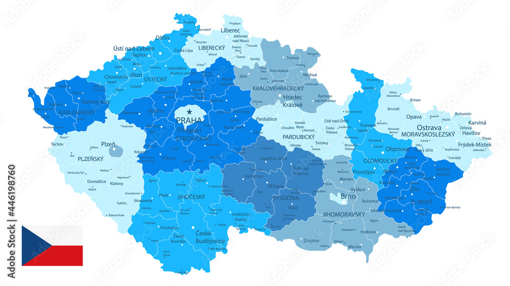 Obraz premium Czech Republic Blue Map Isolated on White