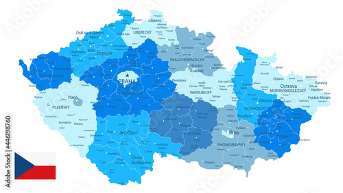 Czech Republic Blue Map Isolated on White