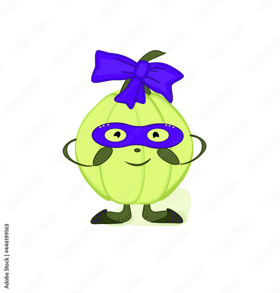 Cute pumpkin character.The funny or smile emotions vegetable for the holiday Halloween.