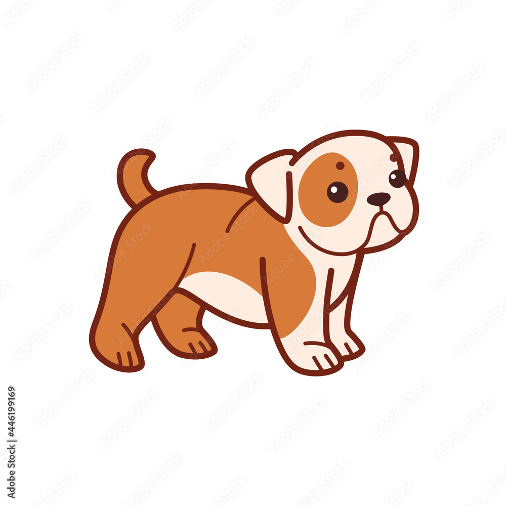 Bulldog. Cute dog character. Vector illustration in cartoon style for poster, postcard. Bulldog. Cute dog character. Vector illustration in cartoon style for poster, postcard.