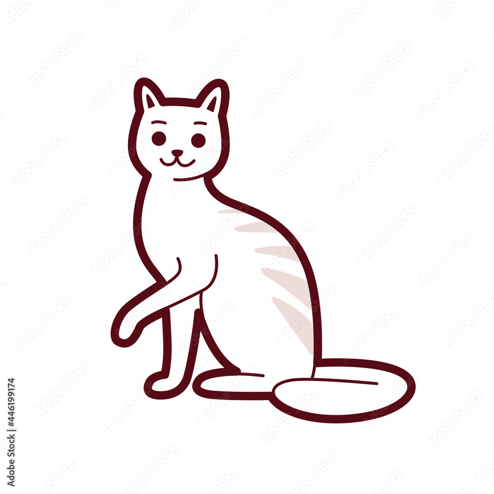 Fat fluffy cat. Cute cat character. Vector illustration in cartoon style for poster, postcard.