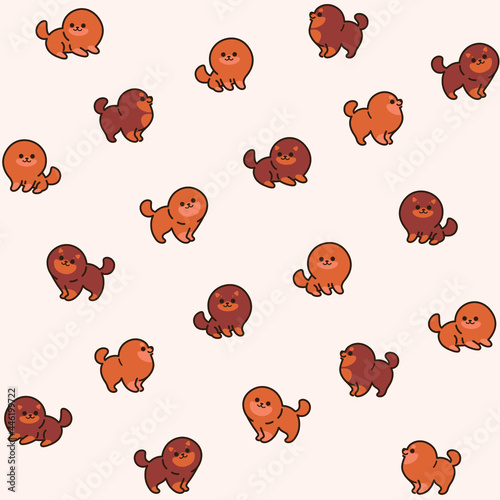 Cartoon happy spitz - simple trendy pattern with dog. Flat vector illustration for prints, clothing, packaging and postcards. 