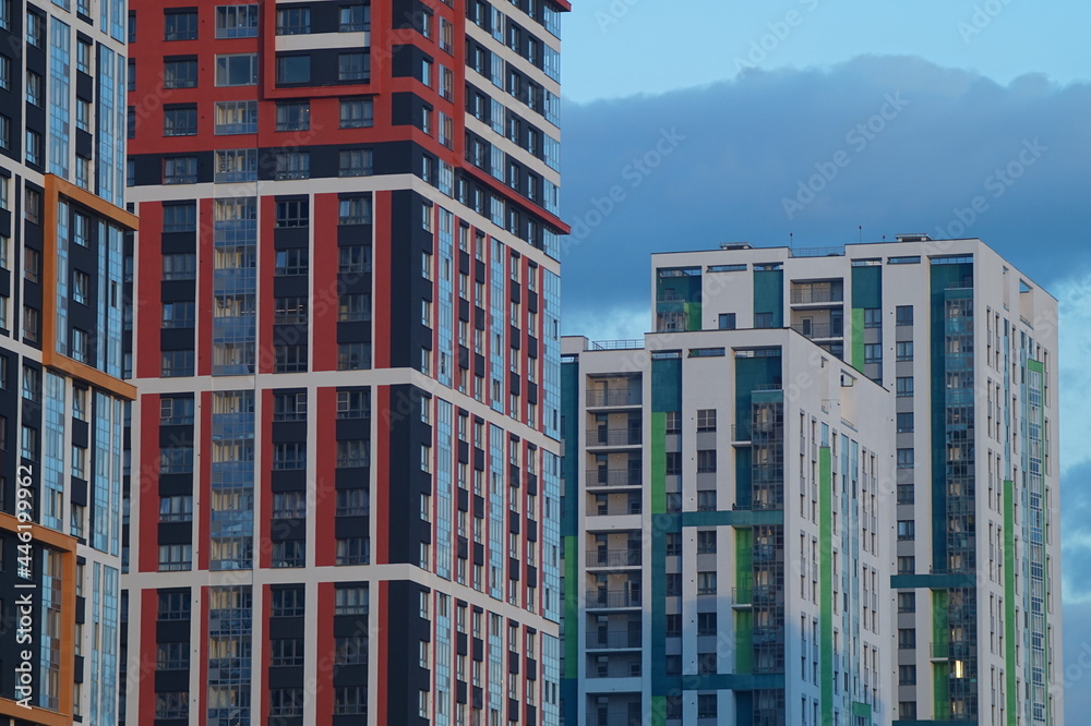 Naklejka premium Geometric pattern. It is formed by parts of the facades of city buildings.