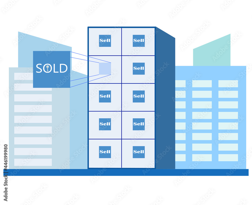 Concept of real estate. Sale of apartments. Flat design. Vector illustration. Concept of real estate. Sale of apartments. Flat design. Vector illustration.