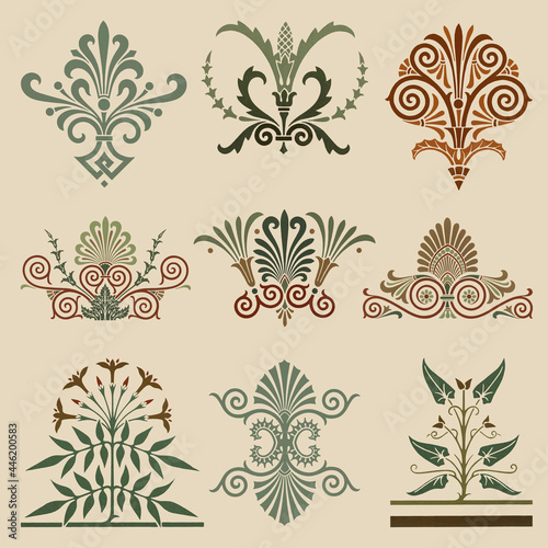 Greek ornamental element vector set