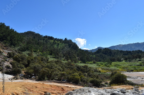 Landscape photos of the scenery at Sikidang Crater, Dieng, Central Java, Indonesia photo